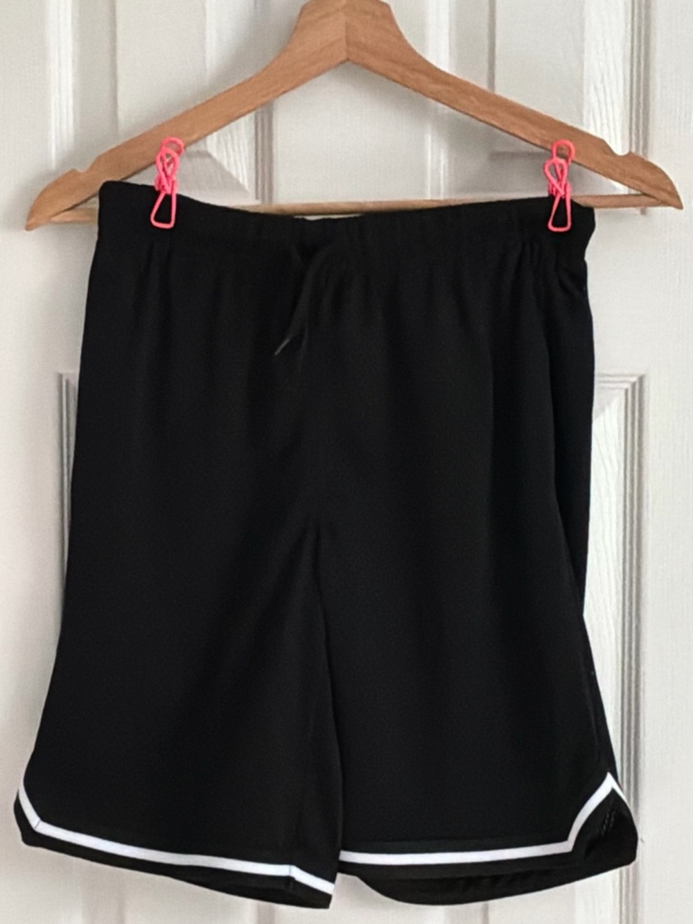Old Navy Black Athletic Shorts with White Stripes